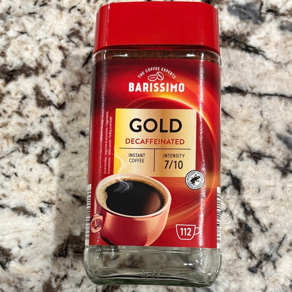 From Germany Barissimo Gold Decaffeinated Instant Coffee Empty Jar.